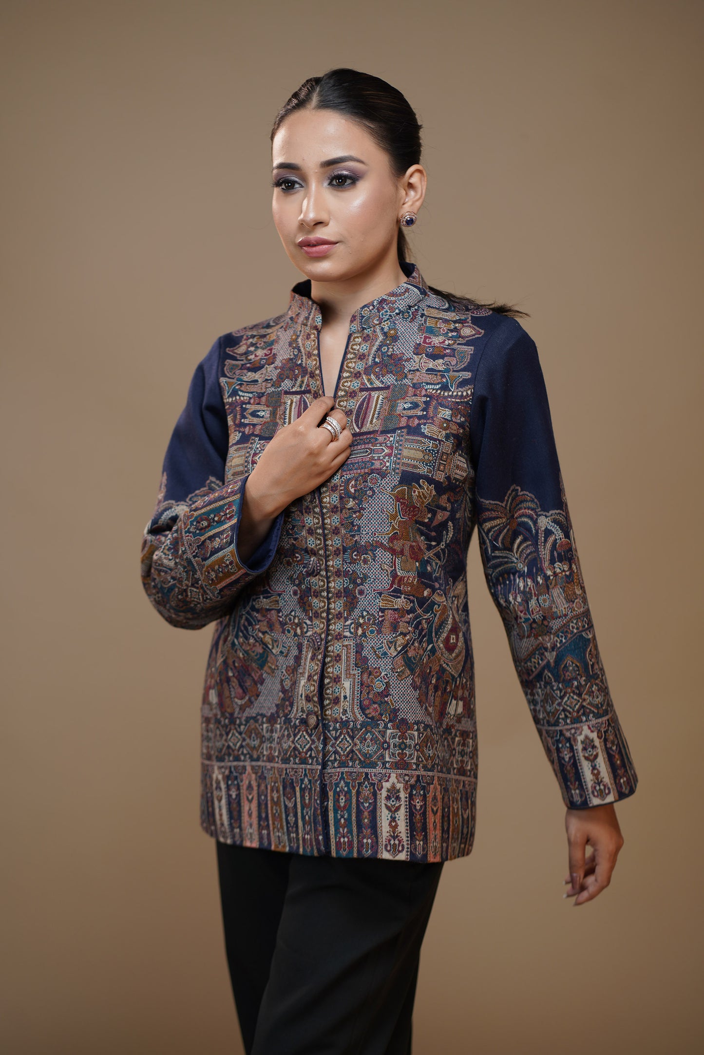 Midnight Blue pashmina Tapestry Jacket