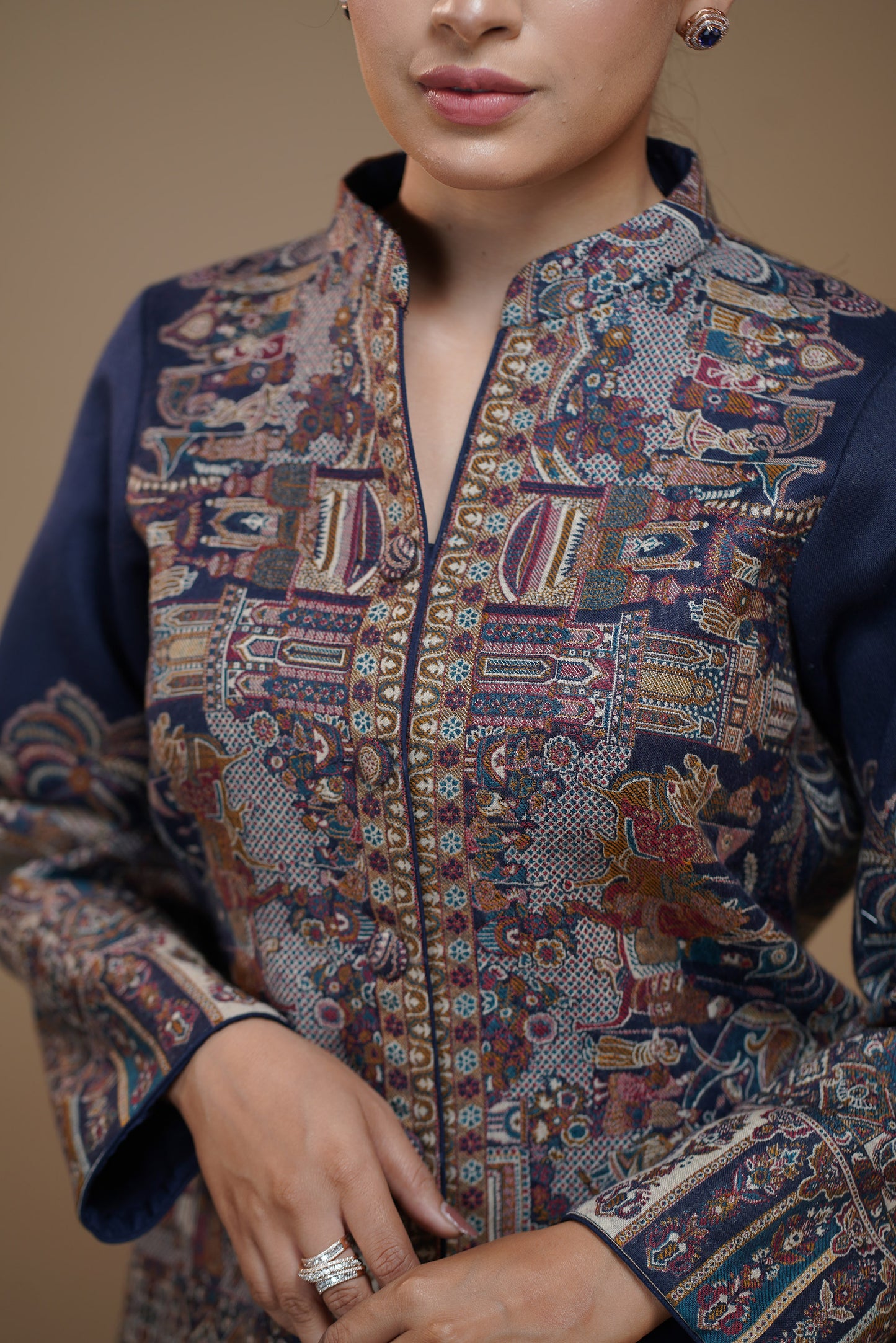 Midnight Blue pashmina Tapestry Jacket