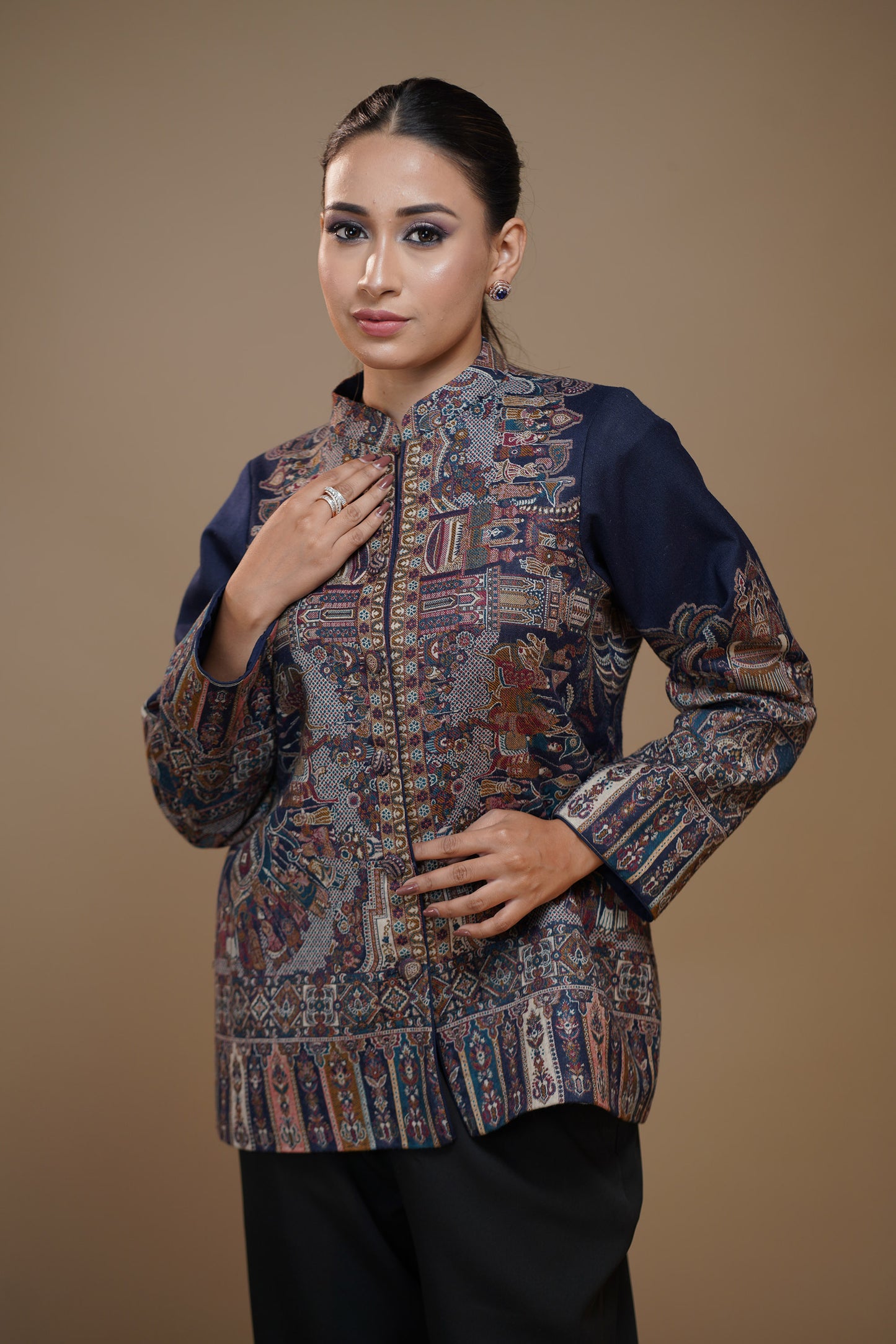 Midnight Blue pashmina Tapestry Jacket