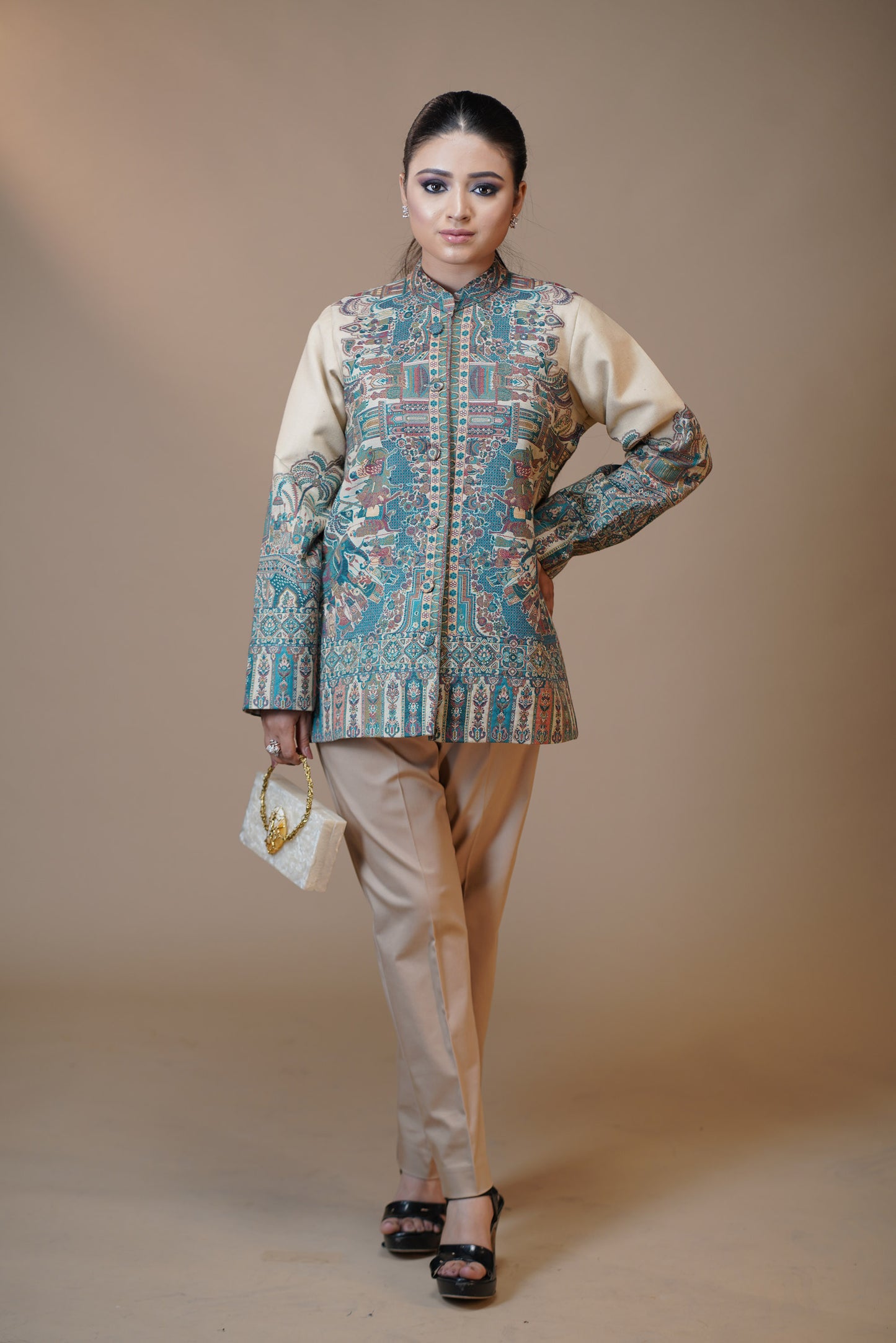 Ivory Garden Pashmina Design Jacket