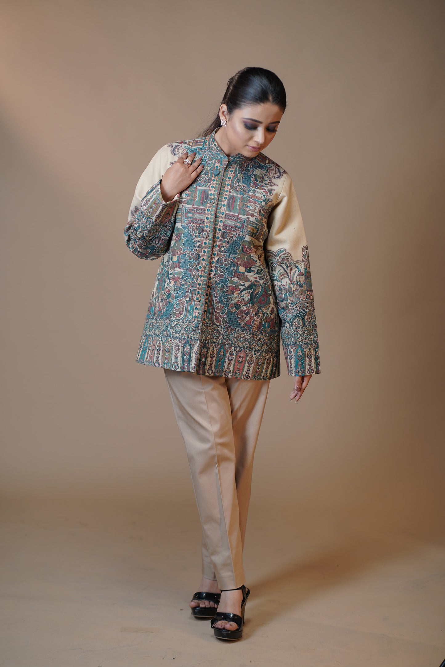 Ivory Garden Pashmina Design Jacket