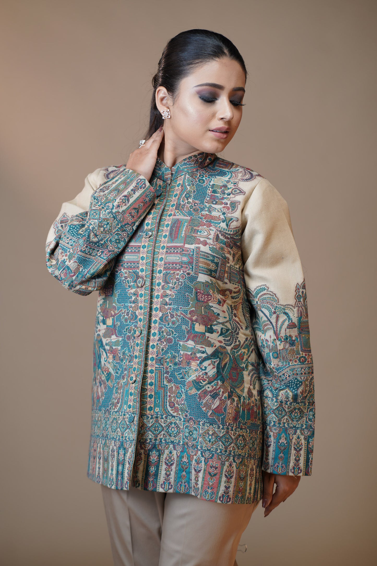 Ivory Garden Pashmina Design Jacket