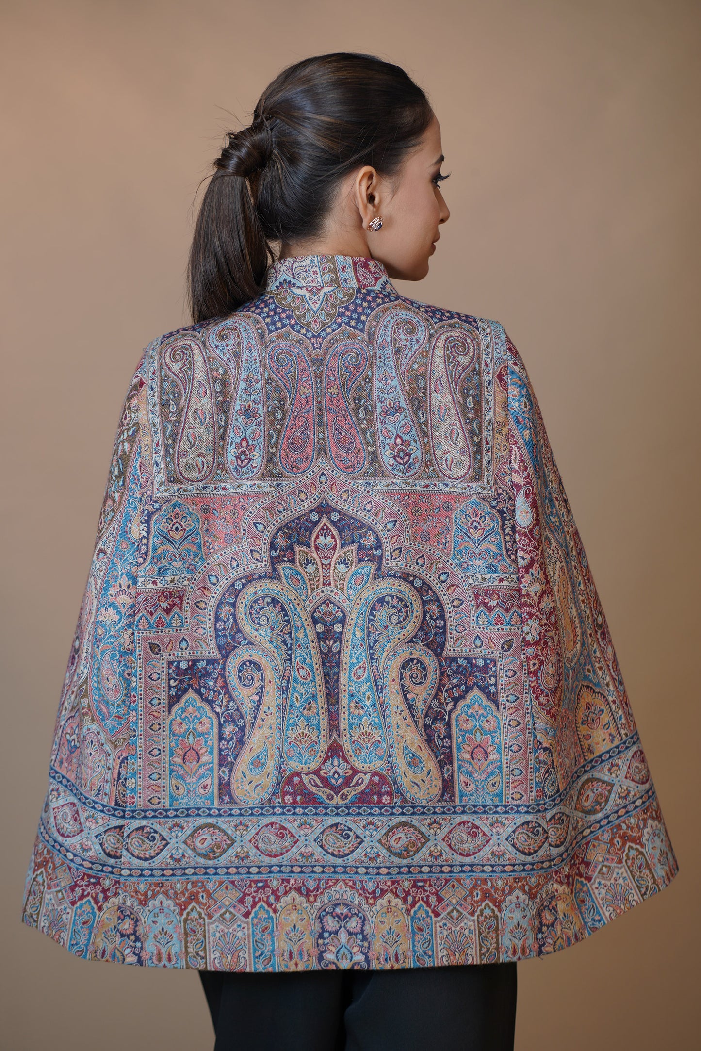 Heritage Blue Pashmina Cape Coat