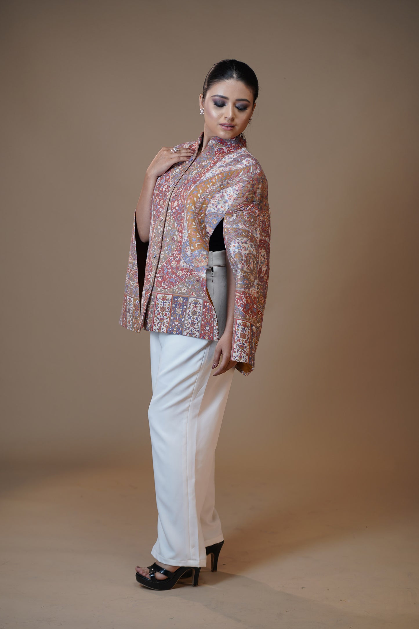 Ivory Cascade Pashmina Cape Coat