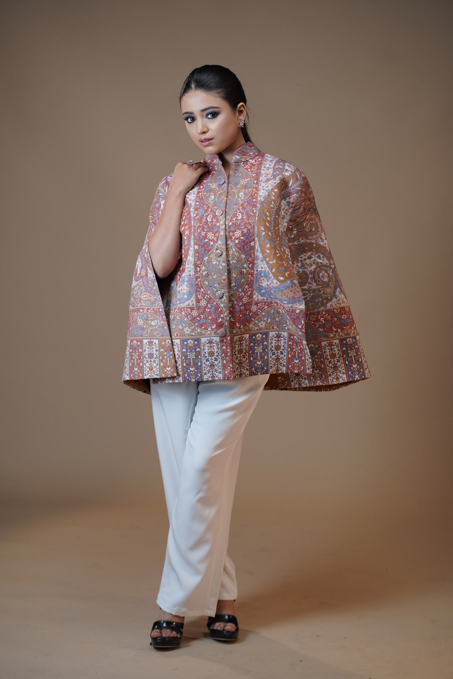 Ivory Cascade Pashmina Cape Coat