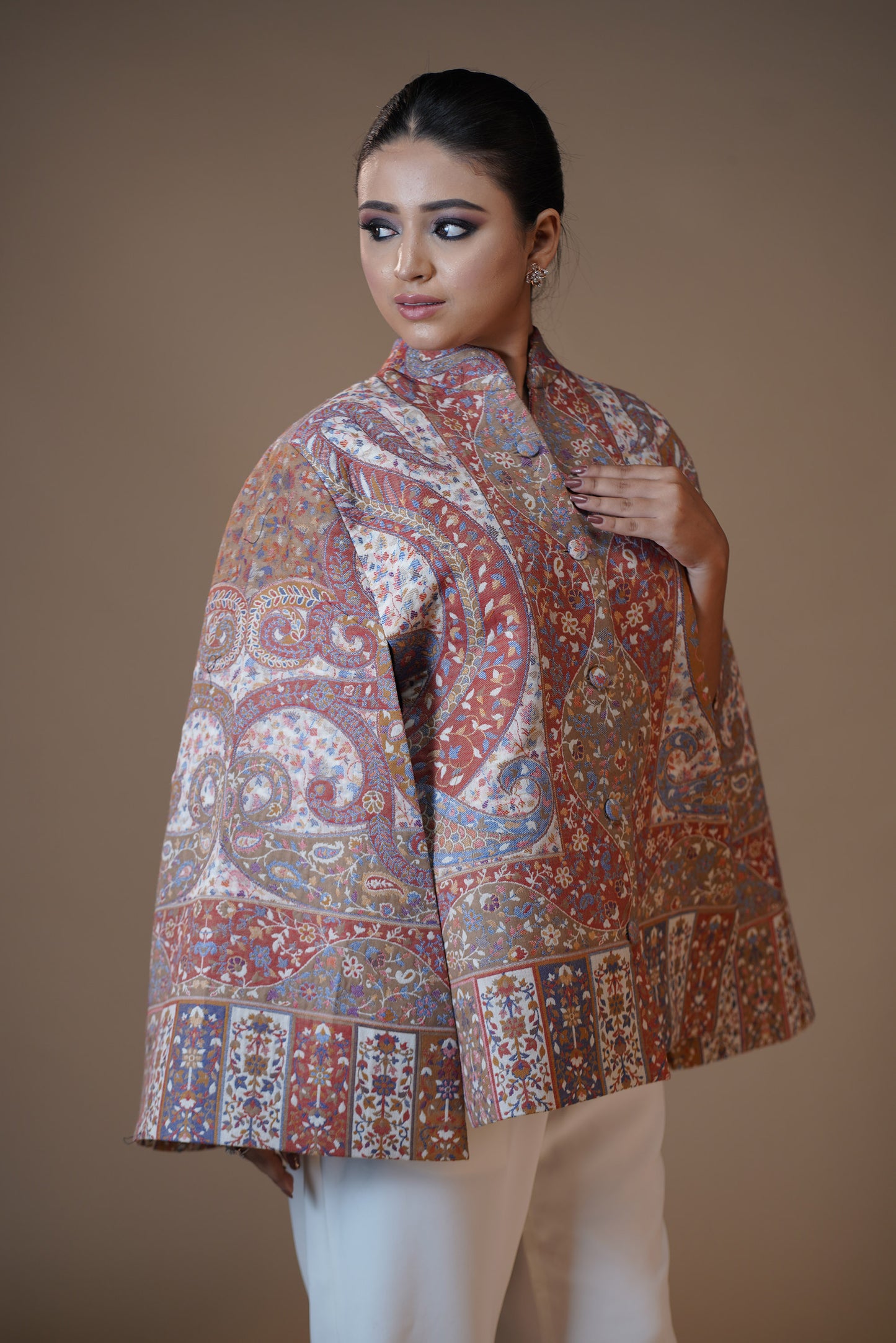 Ivory Cascade Pashmina Cape Coat