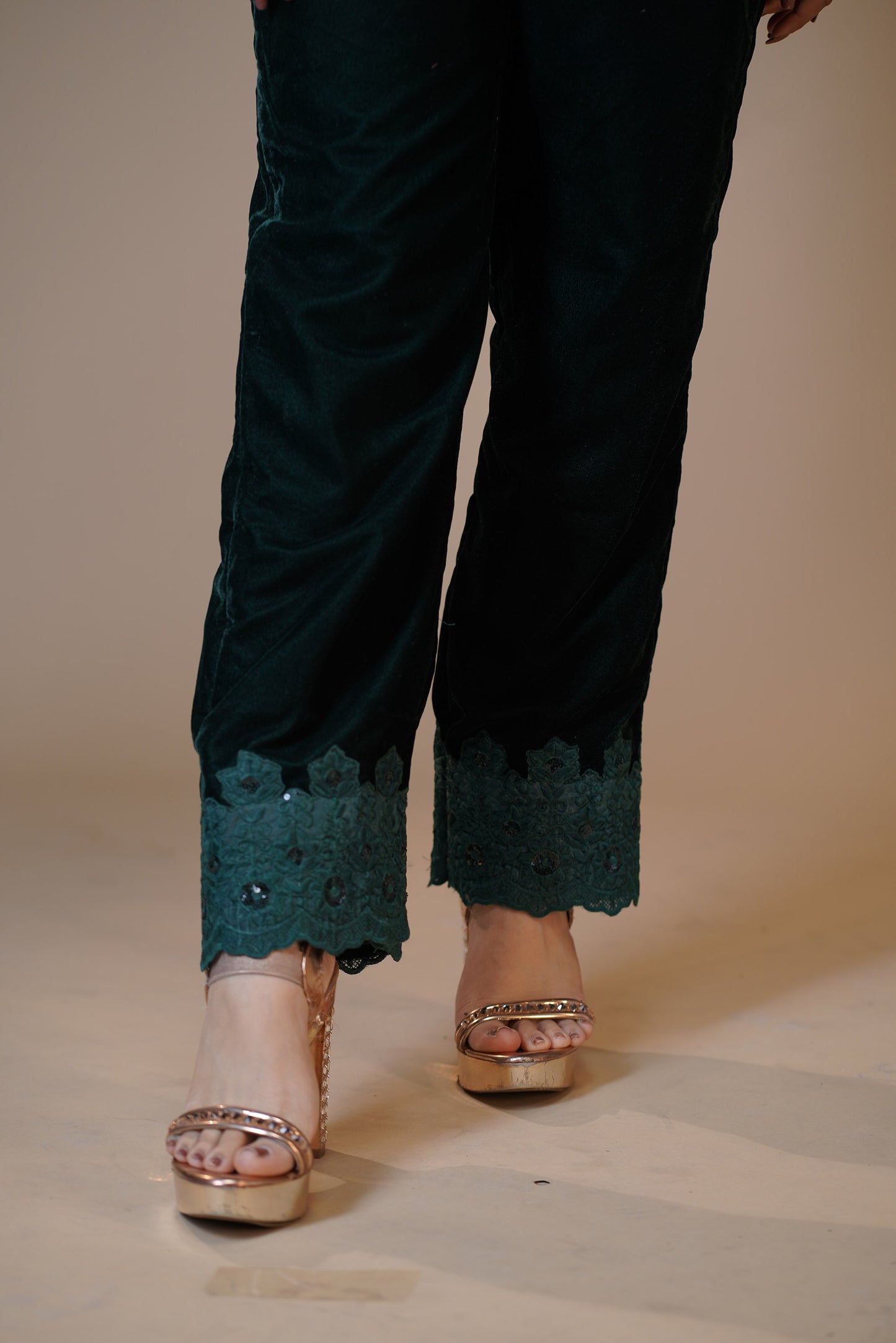 Emerald Green Velvet Pant Set