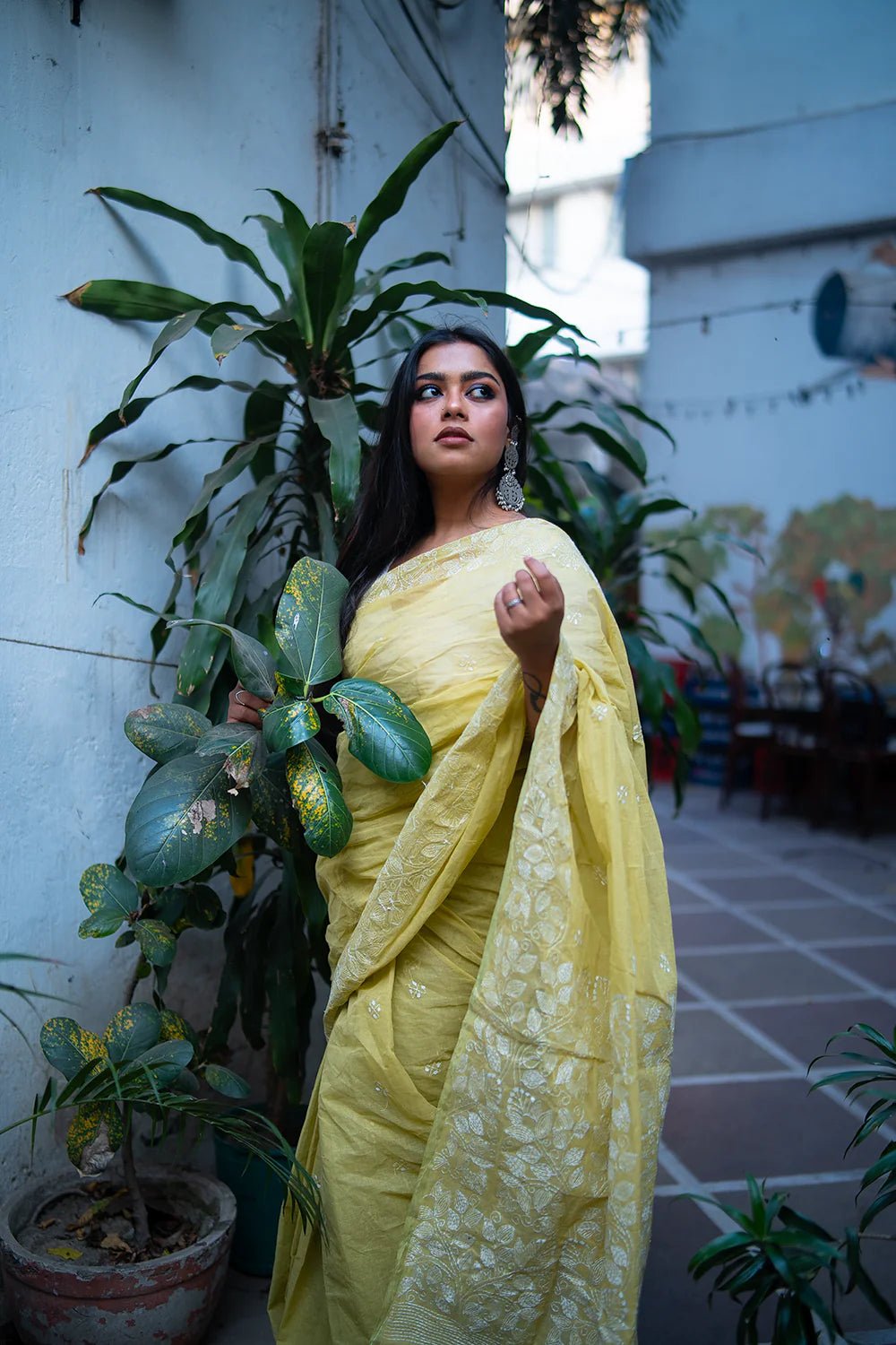 Handloom Leaf Green Cotton Kantha Saree