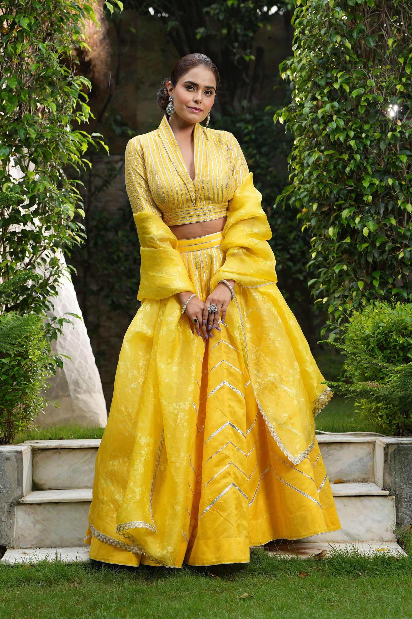 Empire Yellow Gotta Applique Lehenga Set