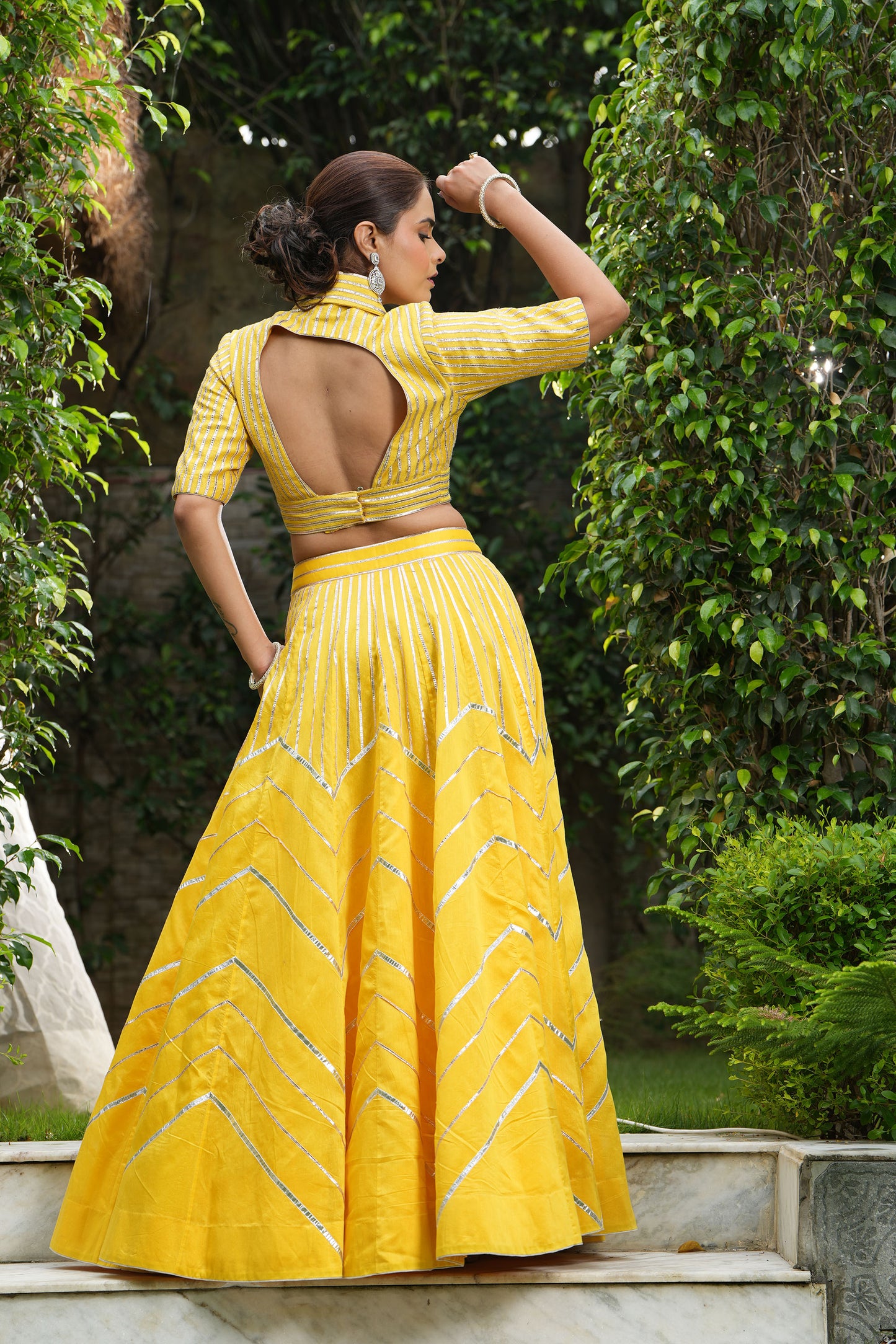 Empire Yellow Gotta Applique Lehenga Set