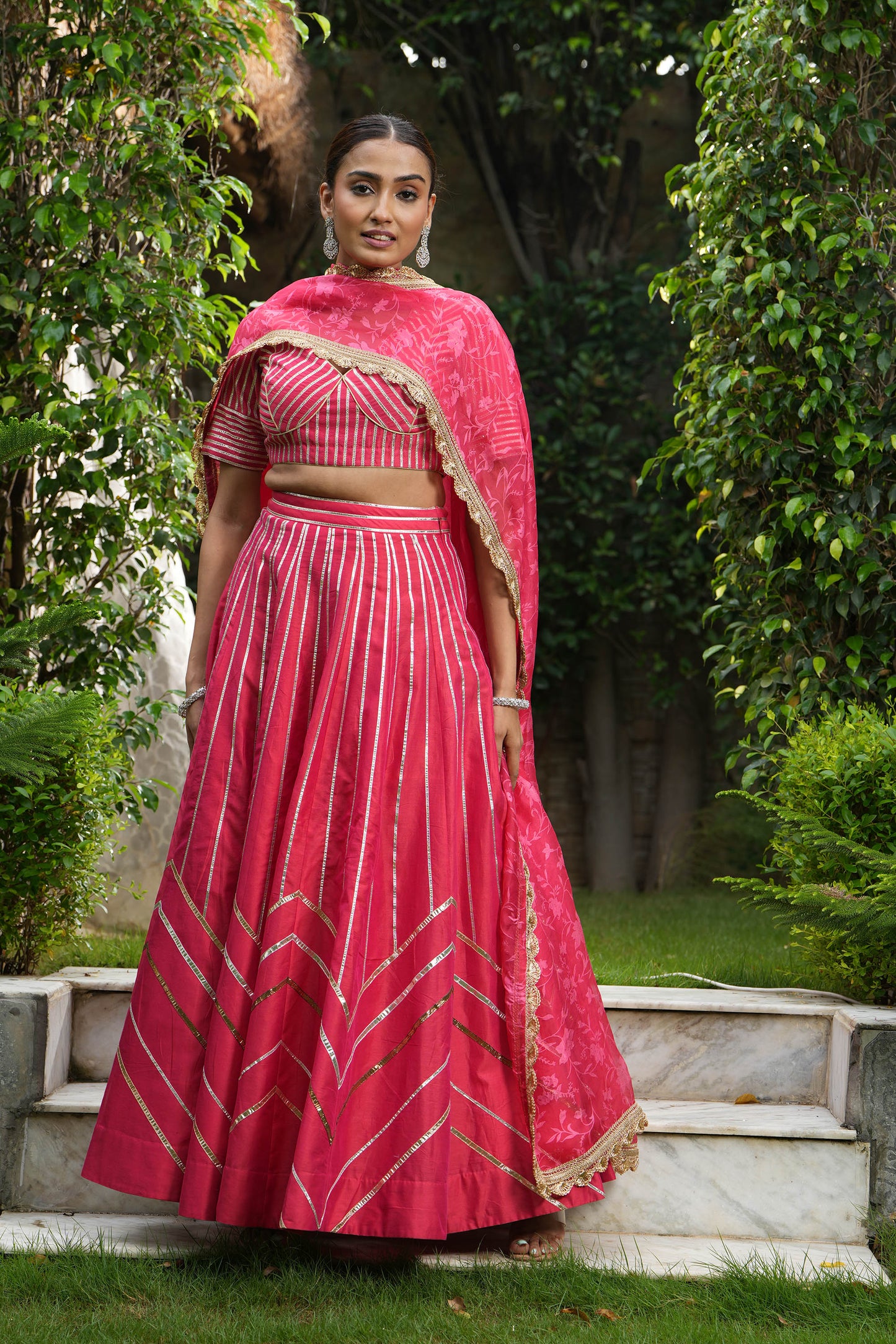 Red Gotta Applique Wedding Guest Lehenga Set