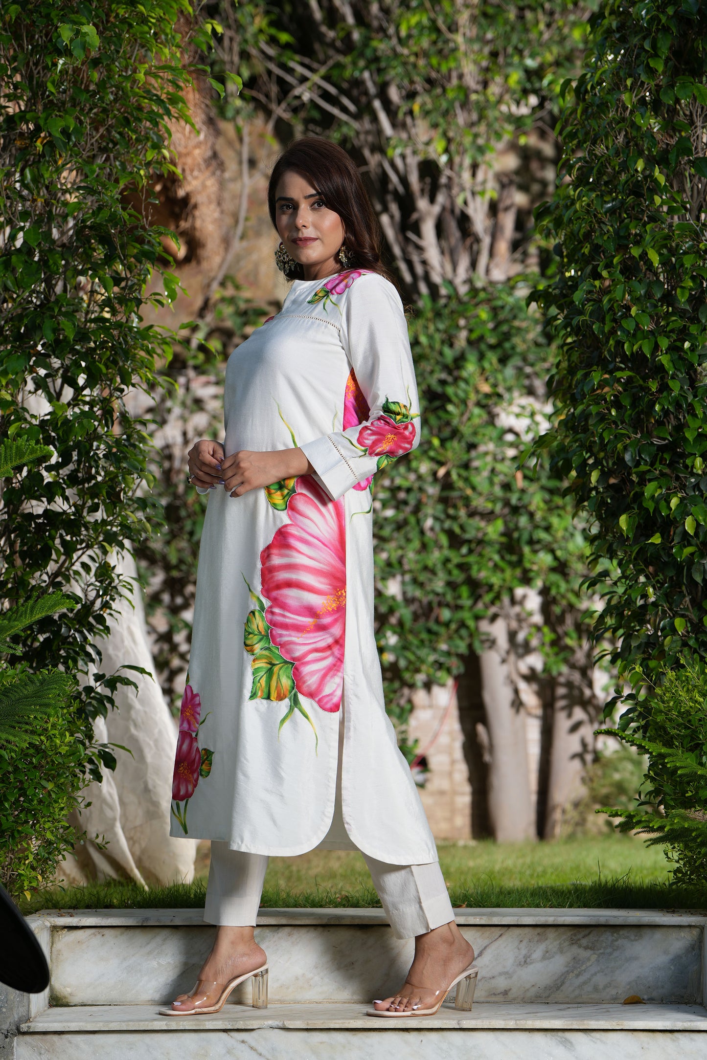 Ivory Boatneck hand painted kurta set