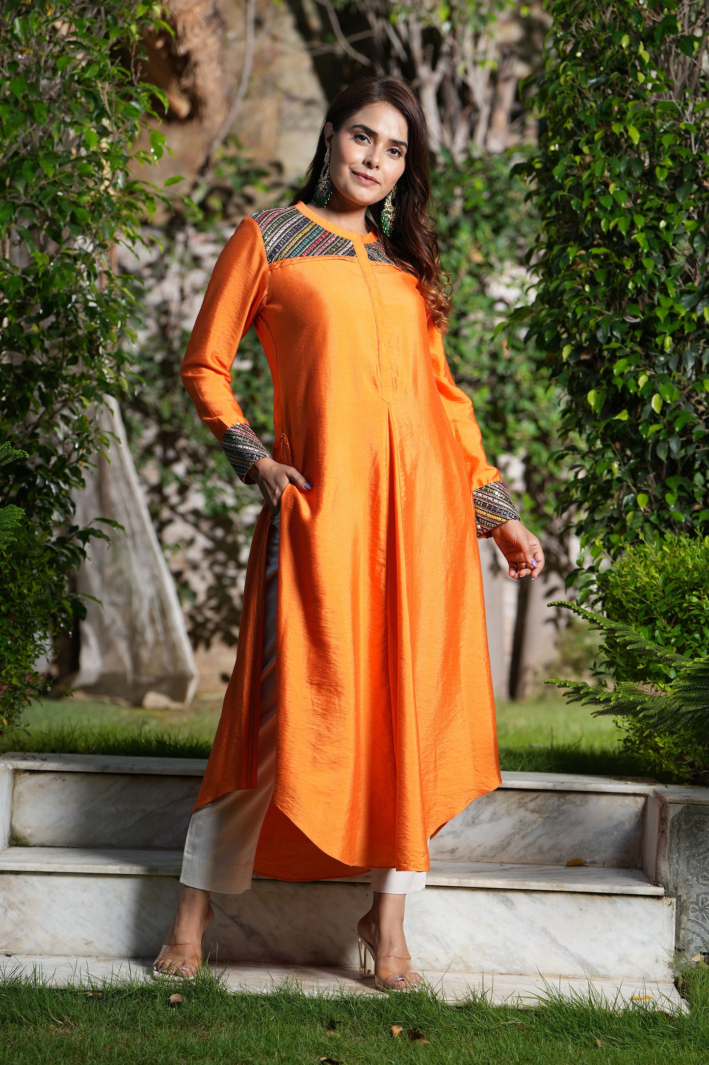 Orange Tangelo A-line kurta set