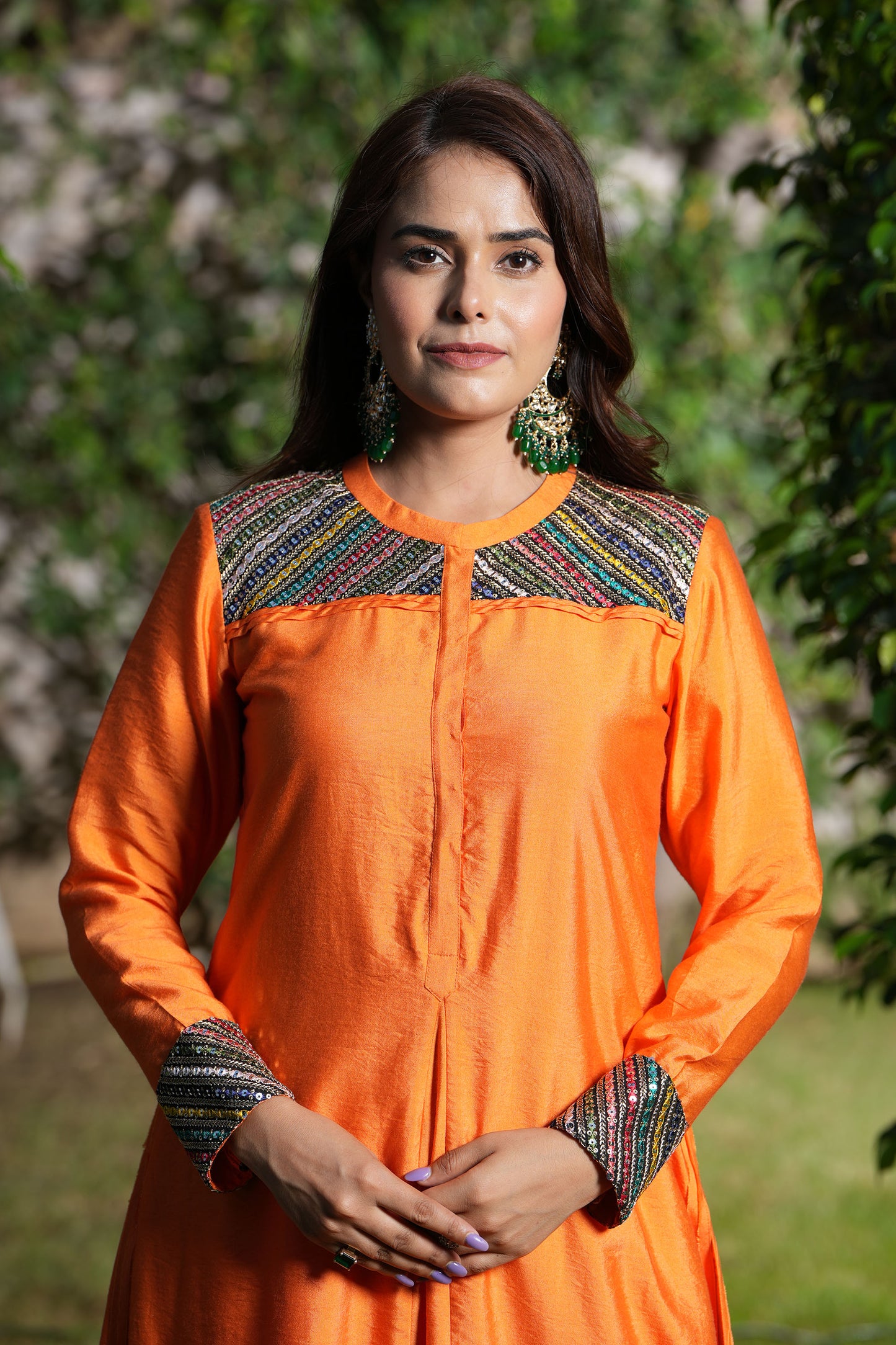 Orange Tangelo A-line kurta set