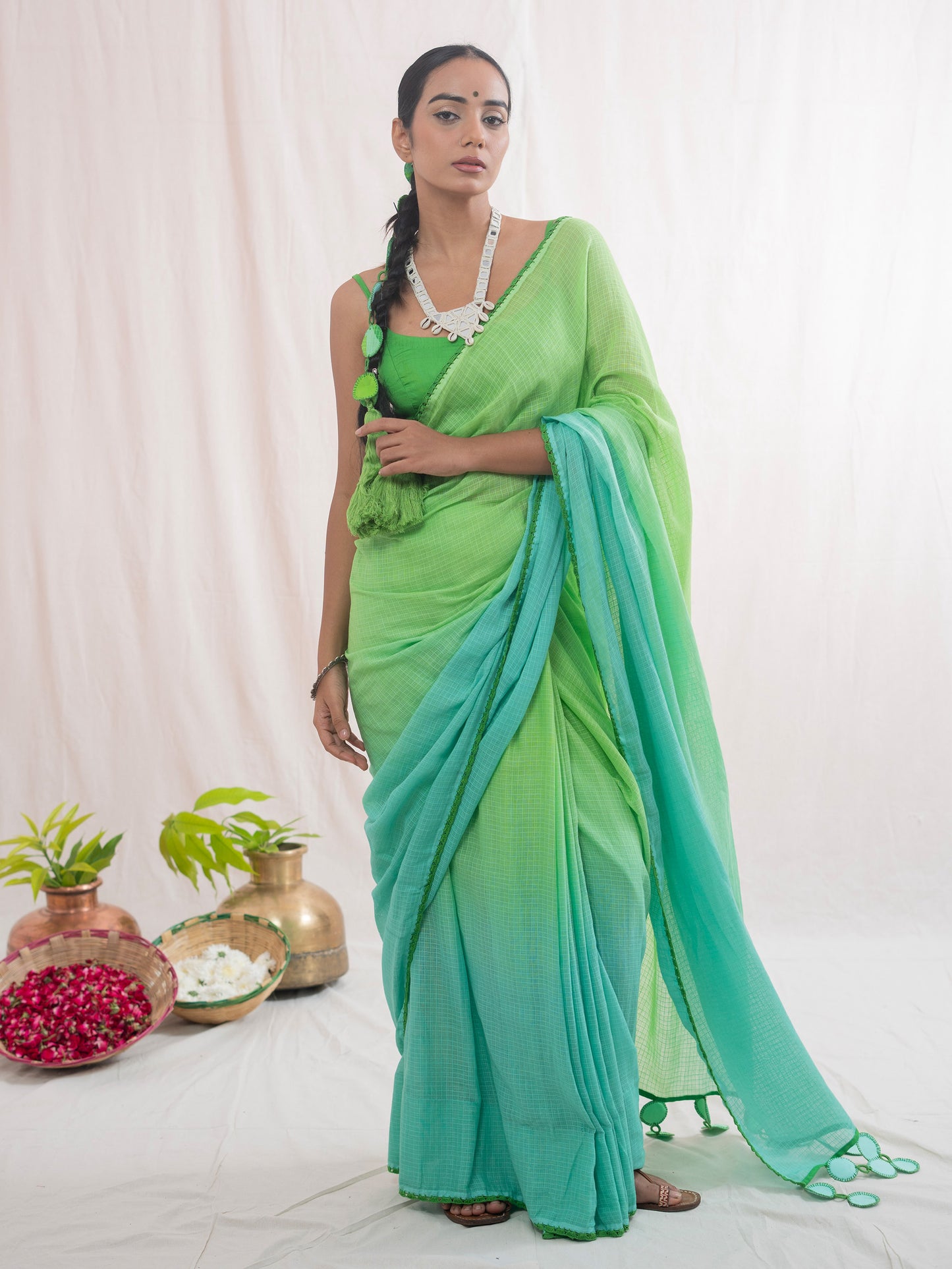 Green Malika Kota Cotton Saree