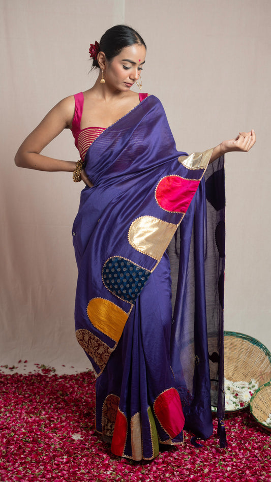 Paaro Purple Chanderi Silk Saree