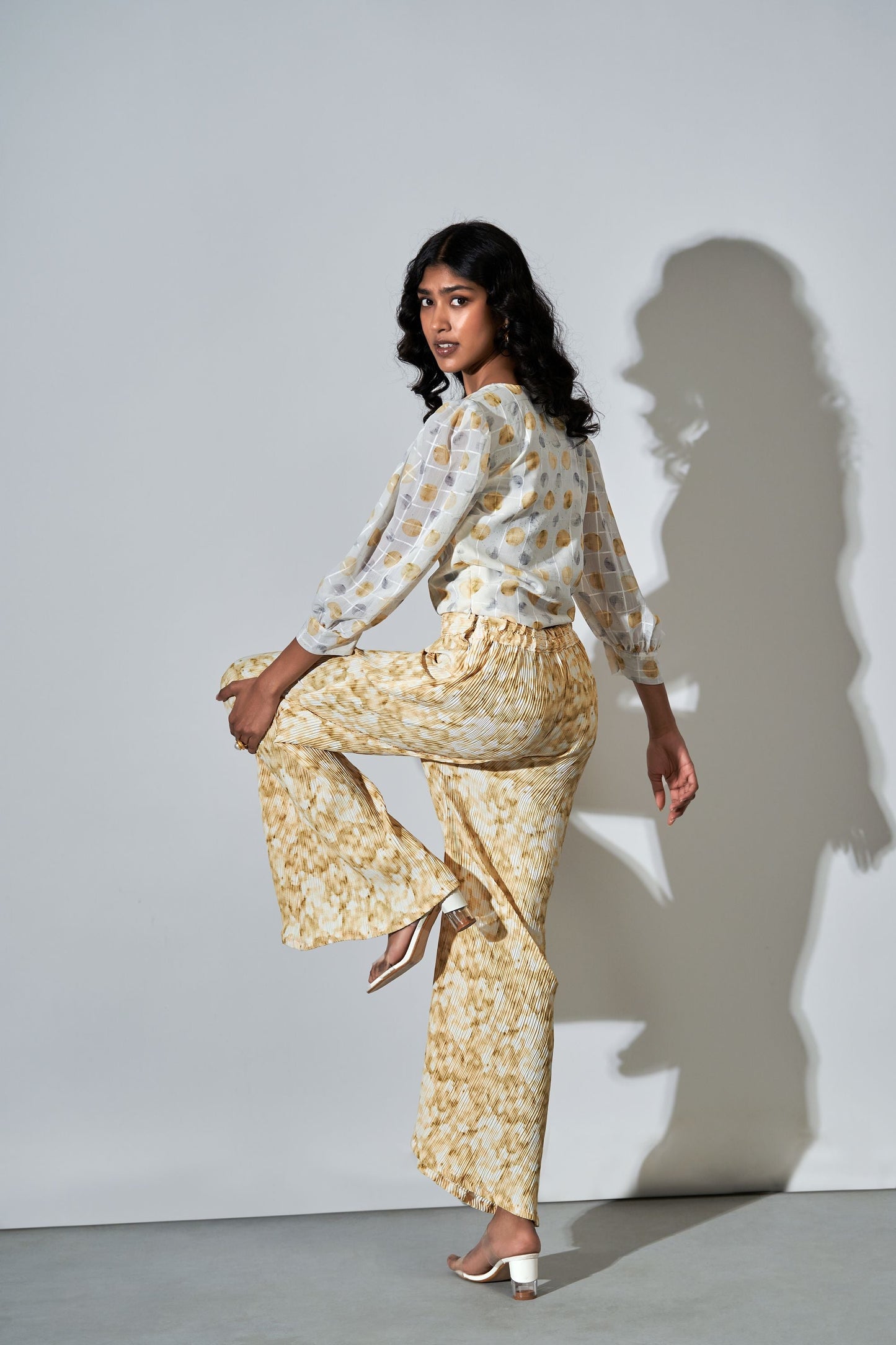 Georgette Printed Top and Flared Pants