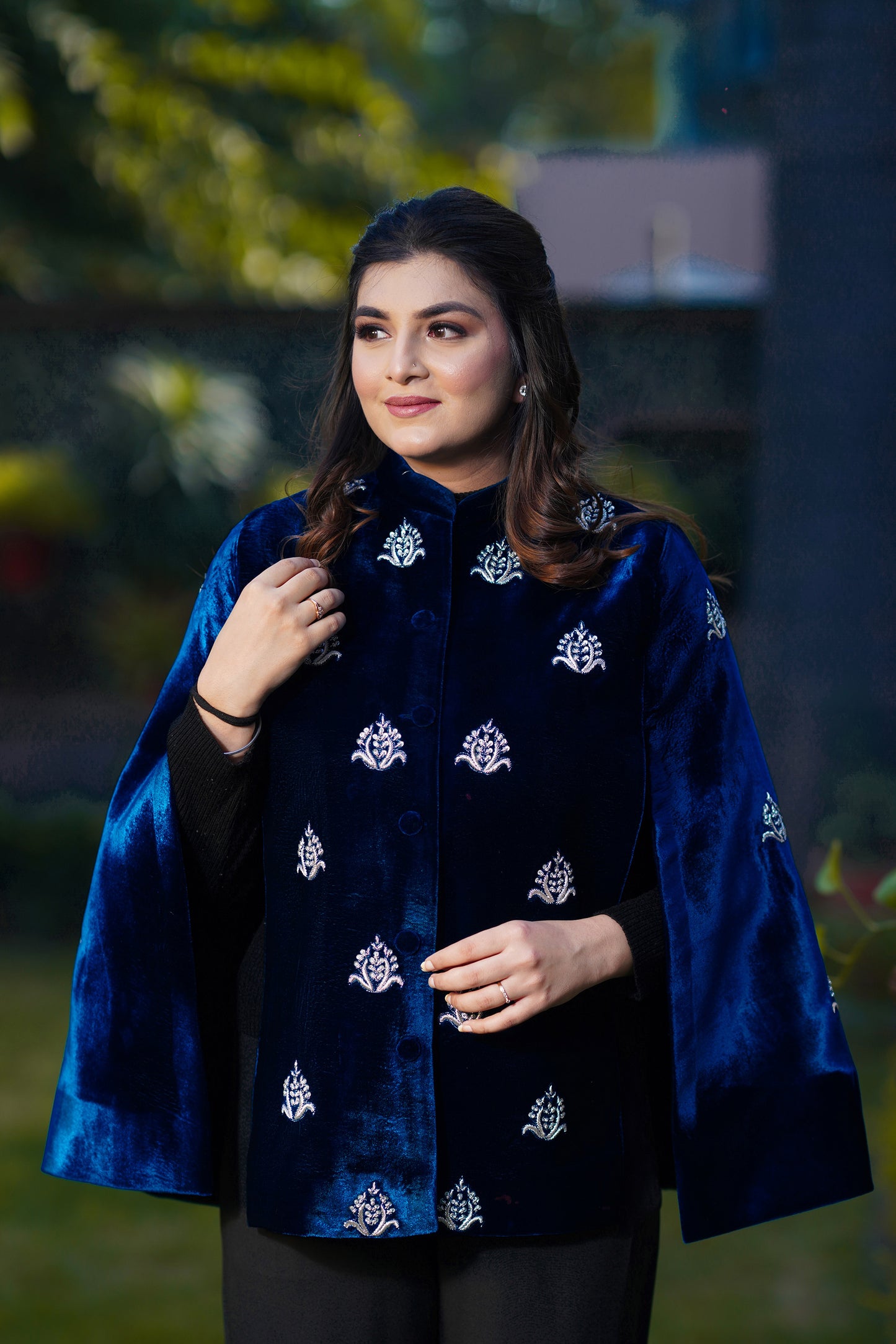 Blue Celestial Velvet Cape