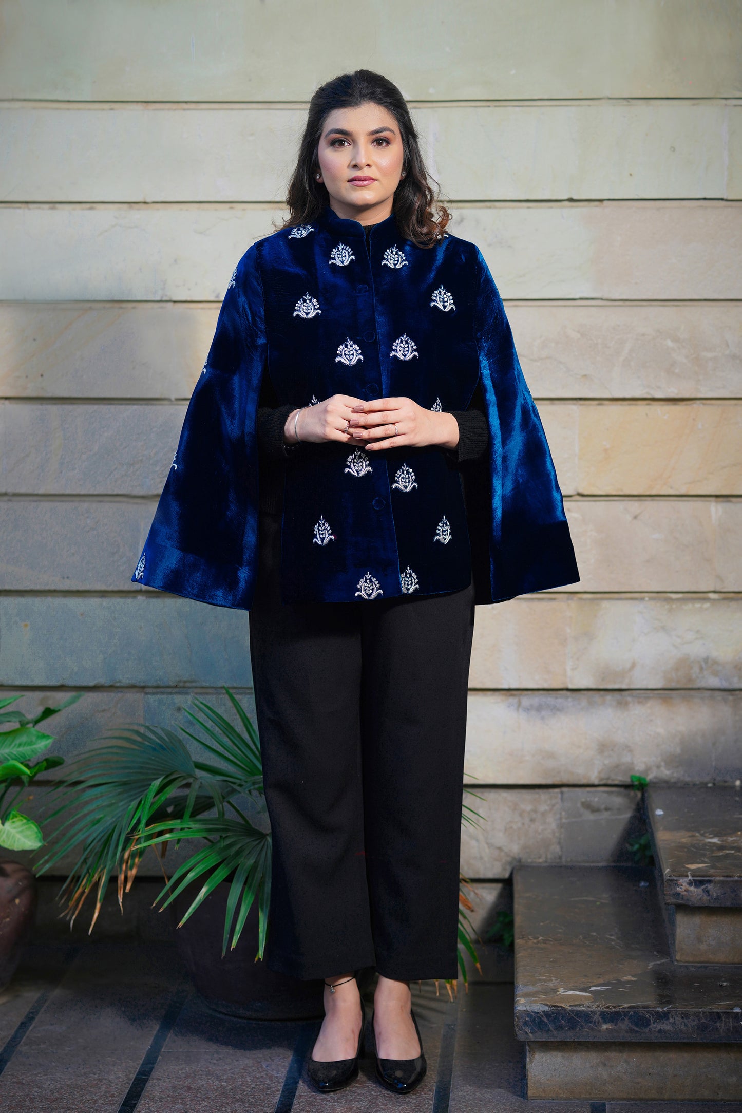 Blue Celestial Velvet Cape