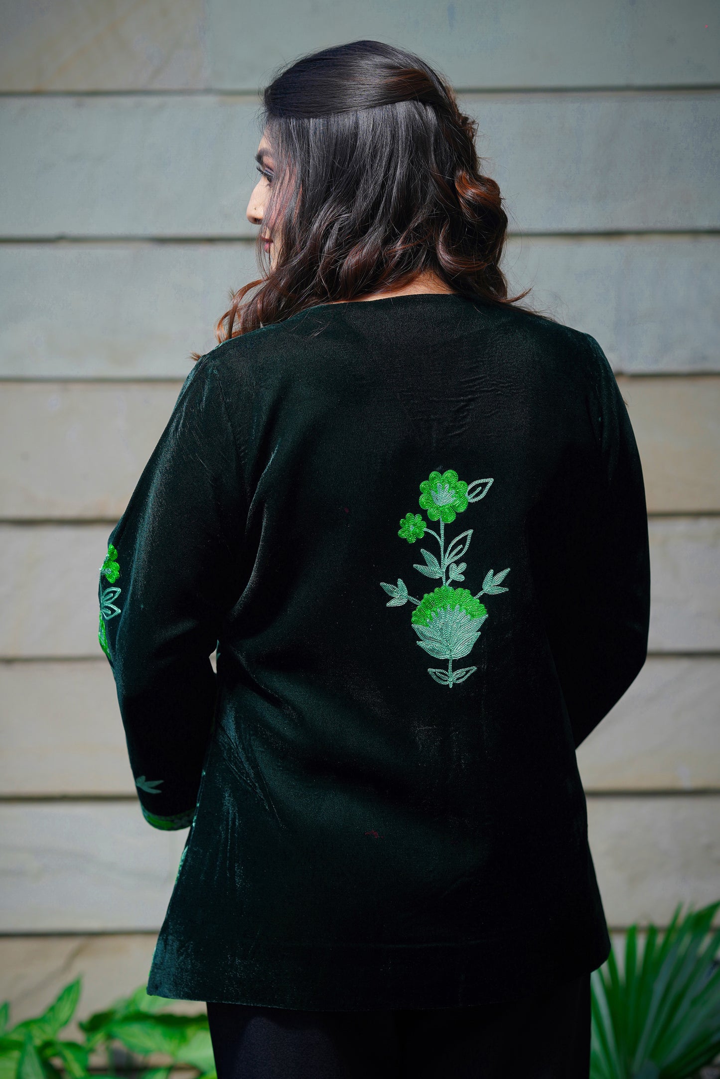 Enchanted Forest Green Aari Work Jacket