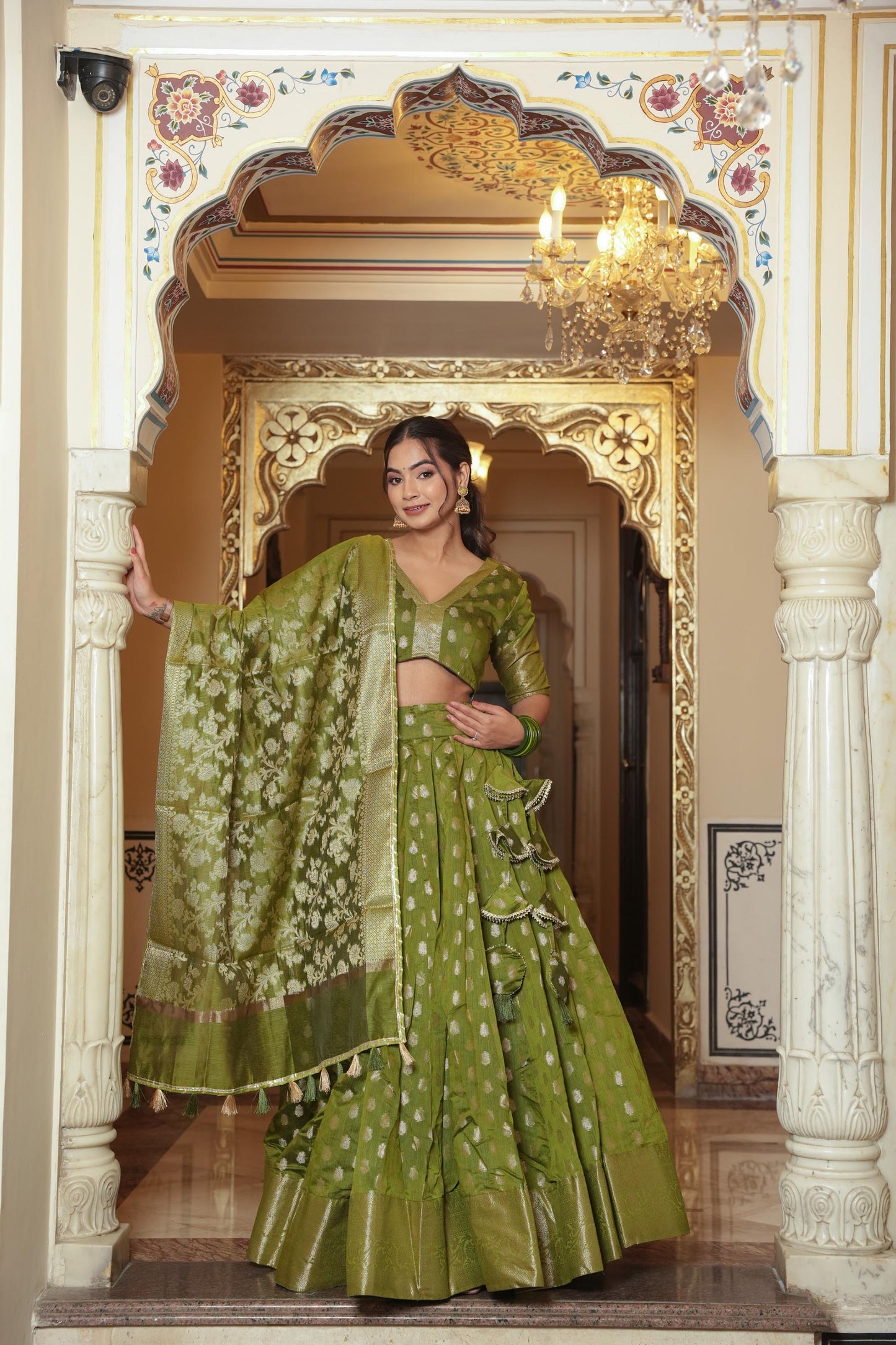 Green Banno Banarsi Lehenga Set