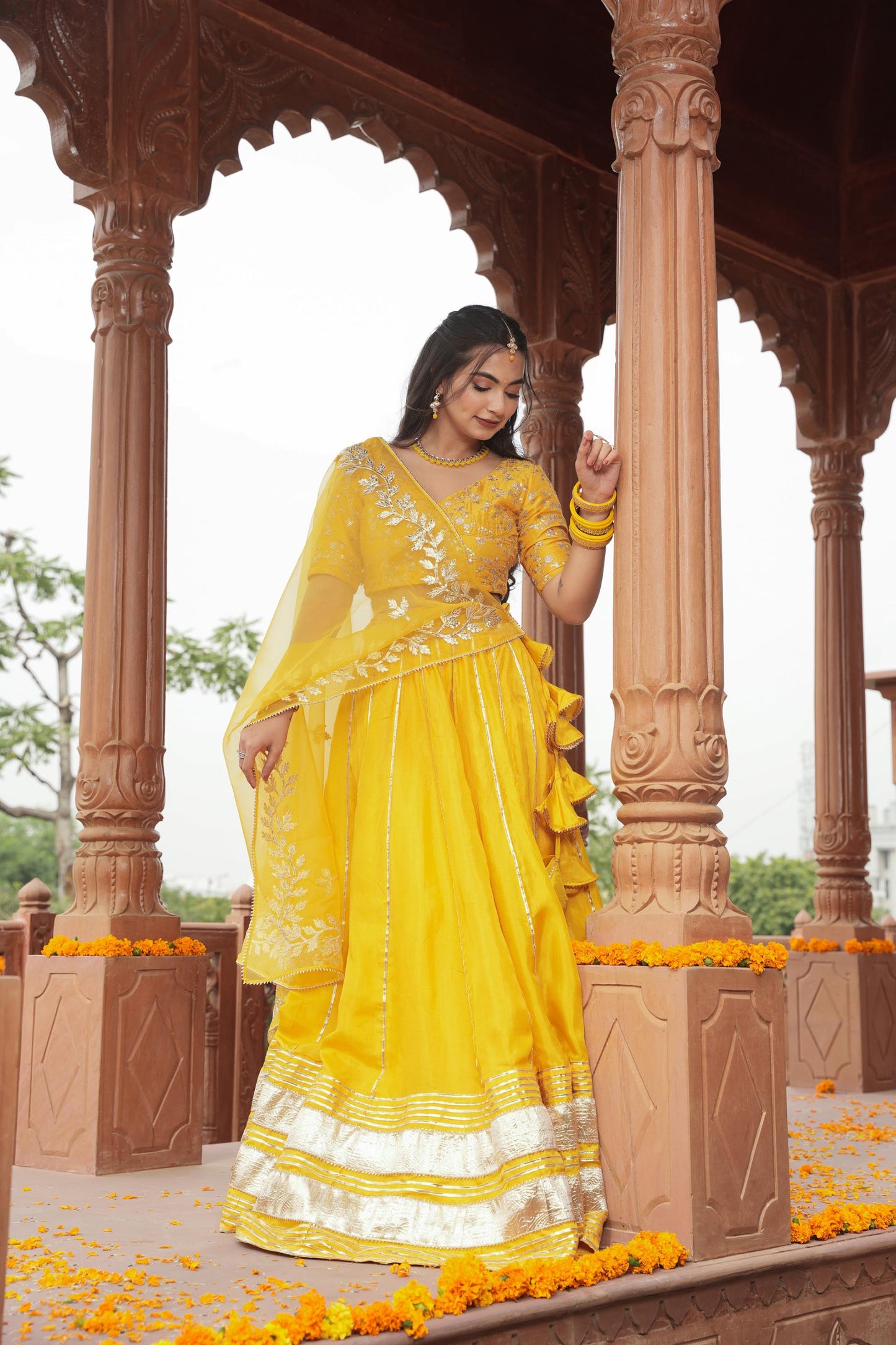 Yellow Shagun Haldi Silk Lehenga Set