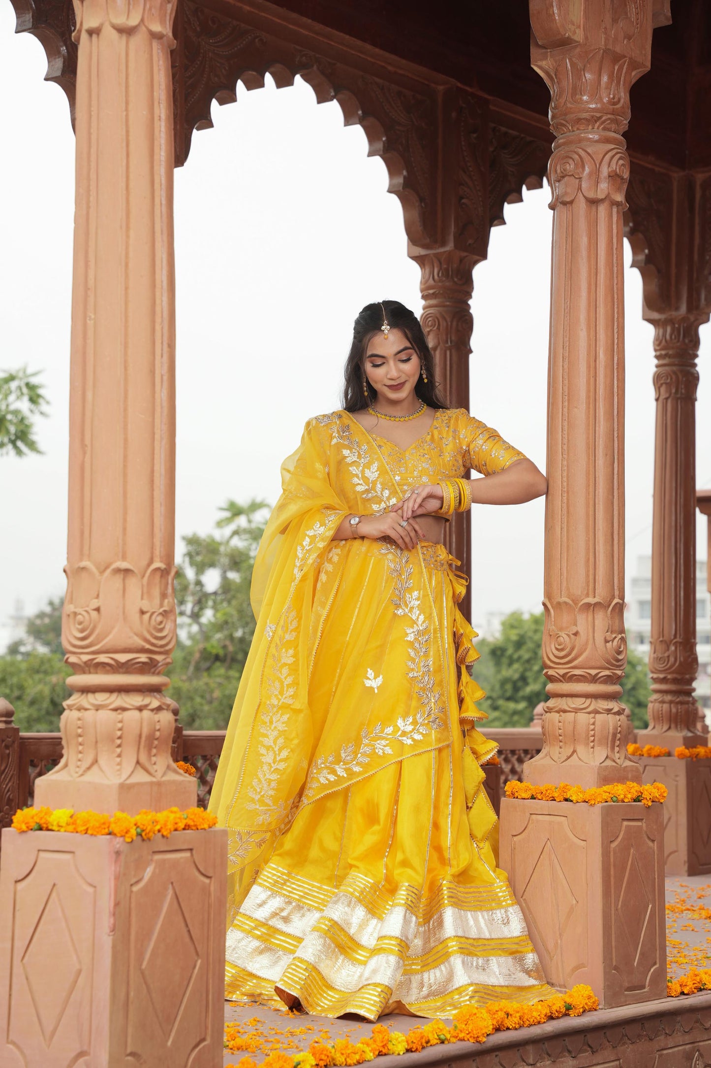 Yellow Shagun Haldi Silk Lehenga Set