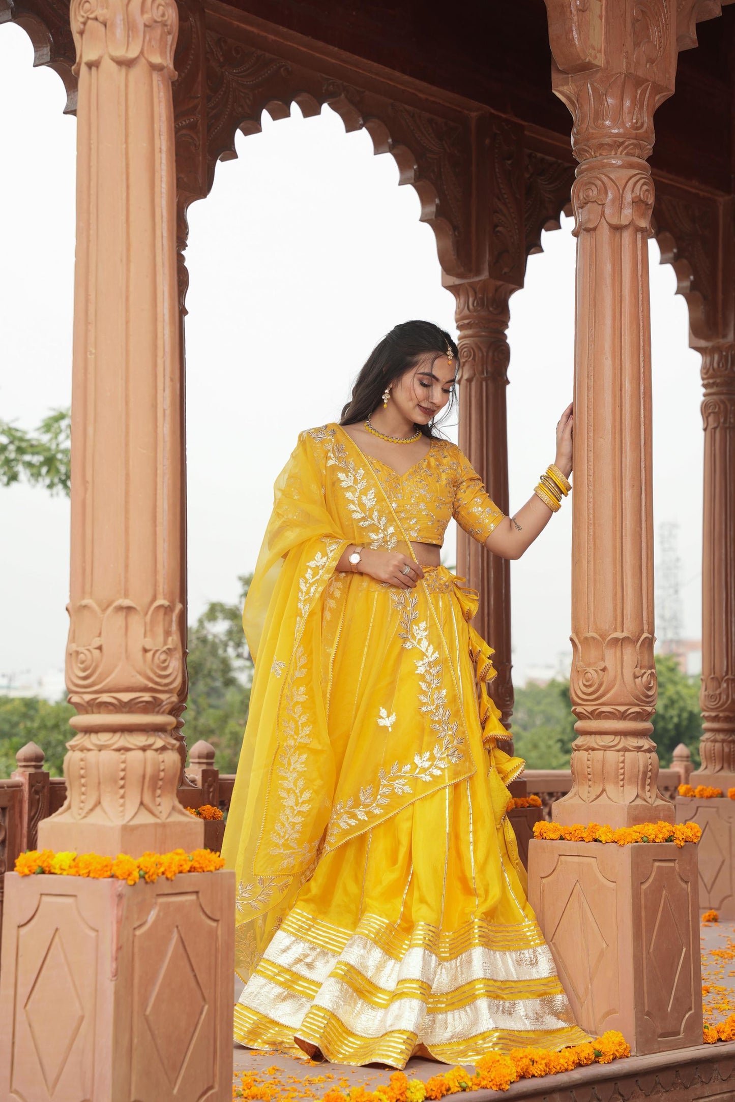 Yellow Shagun Haldi Silk Lehenga Set