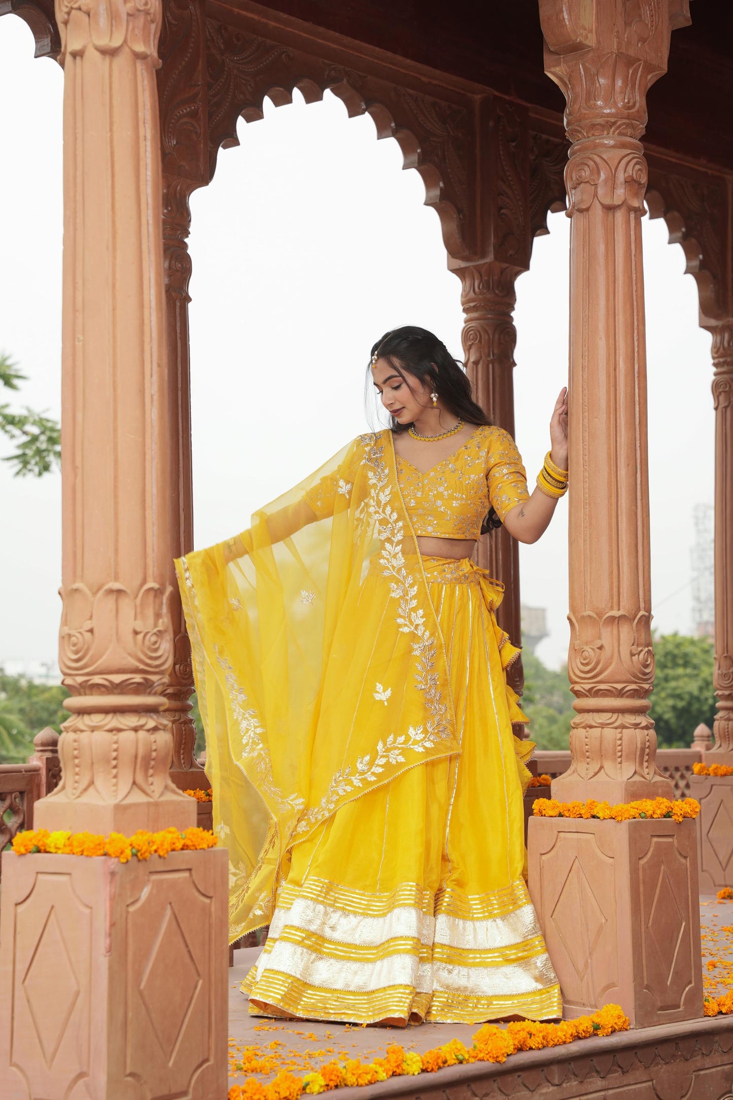 Yellow Shagun Haldi Silk Lehenga Set