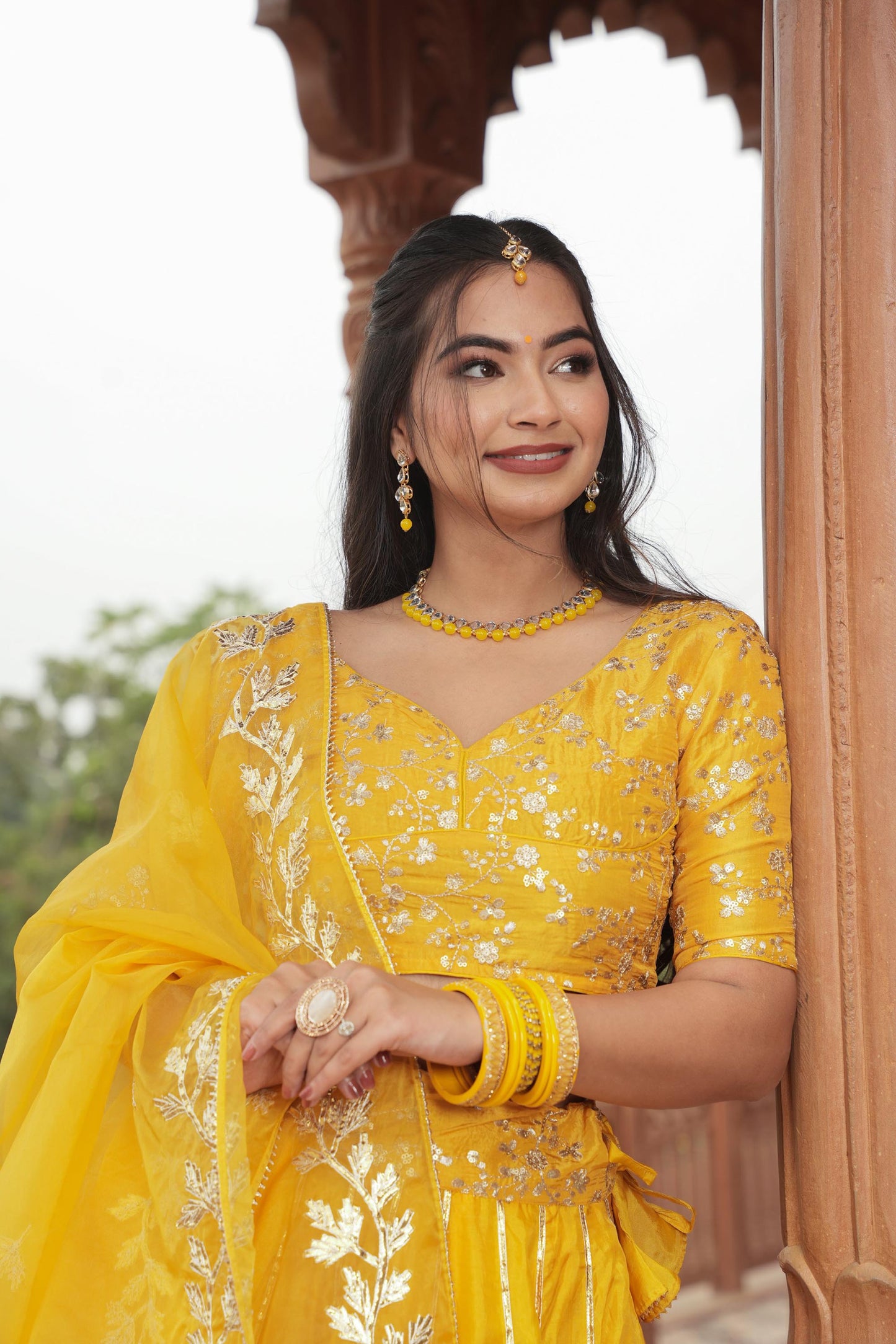 Yellow Shagun Haldi Silk Lehenga Set