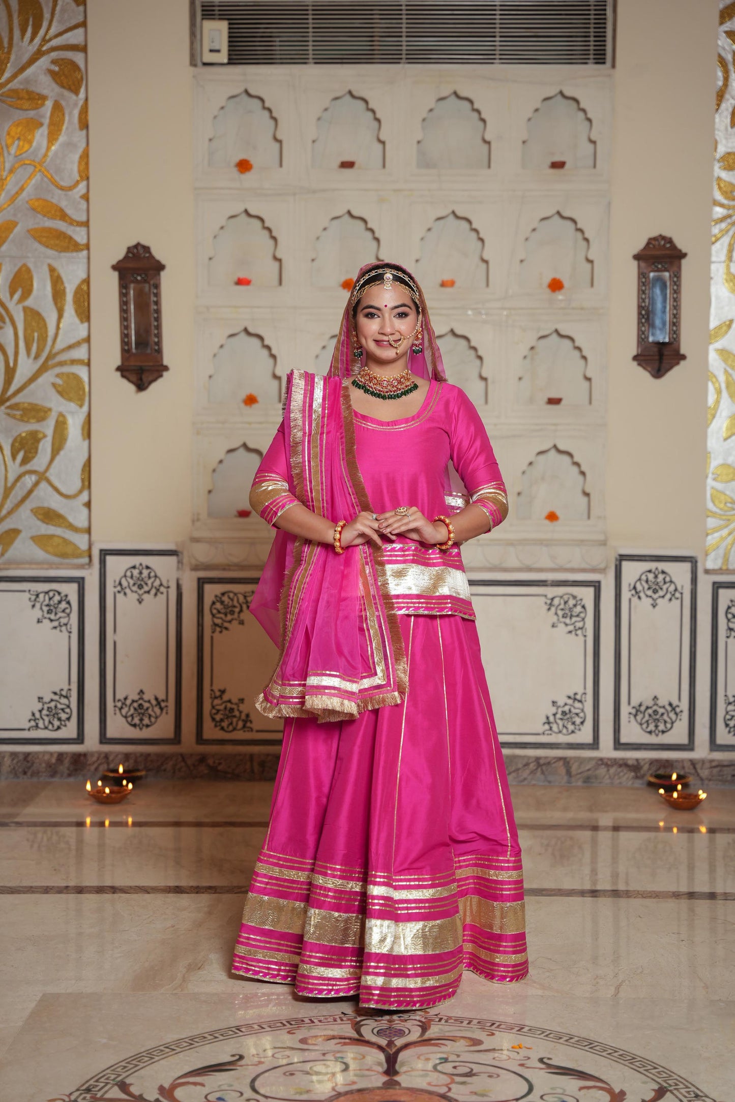 Dark pink Rasika Kurta Lehenga Set