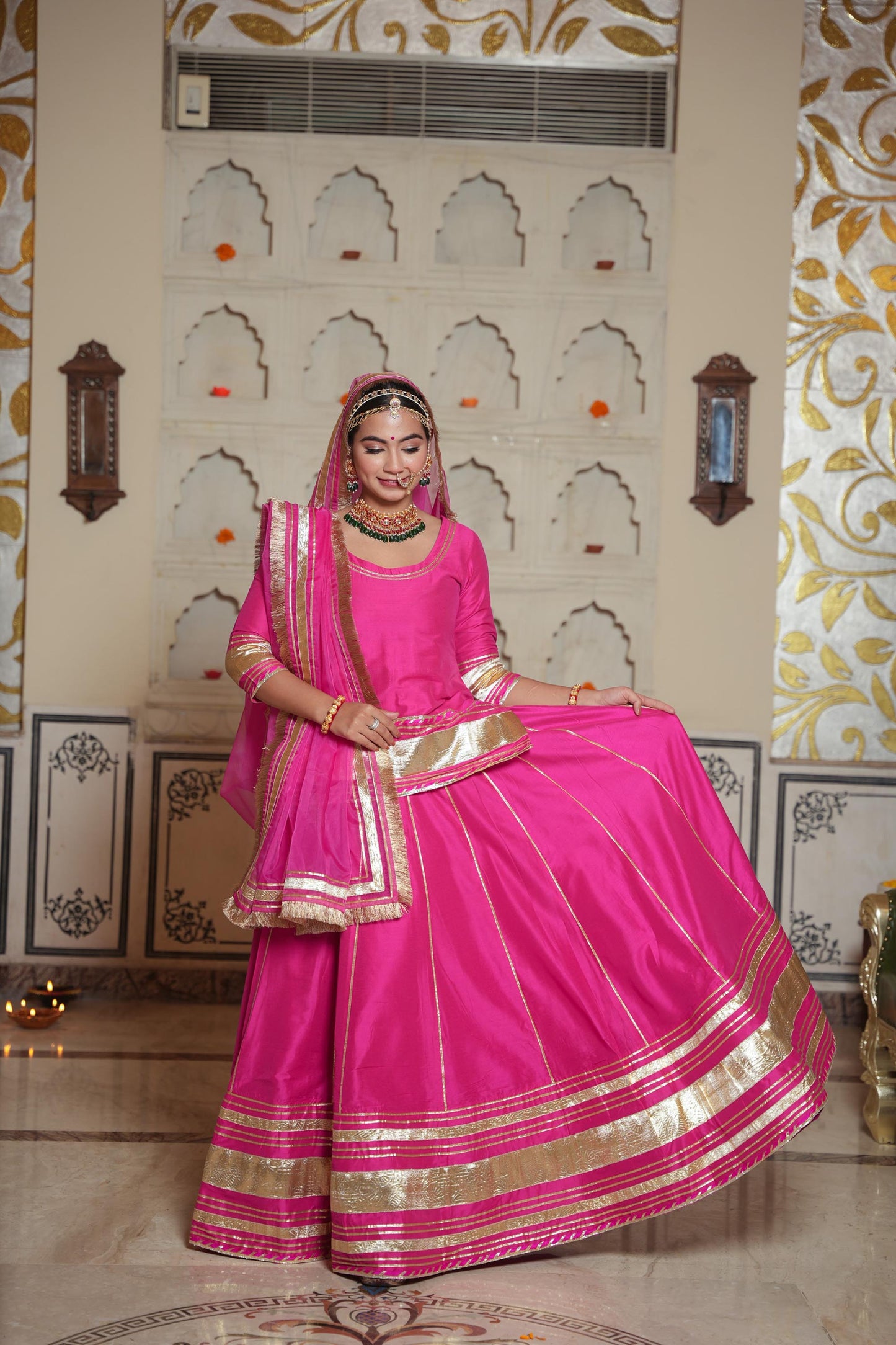 Dark pink Rasika Kurta Lehenga Set