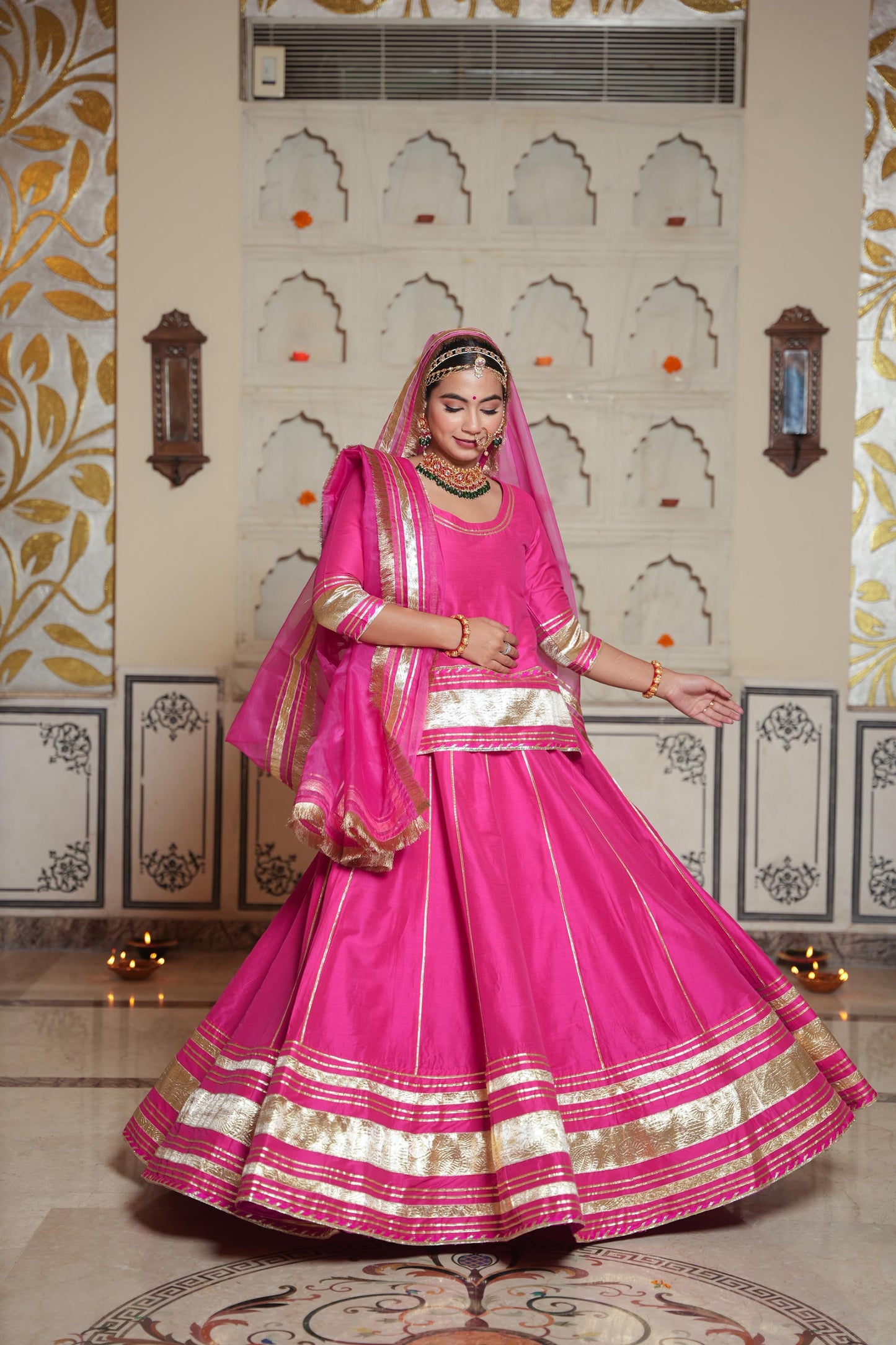 Dark pink Rasika Kurta Lehenga Set