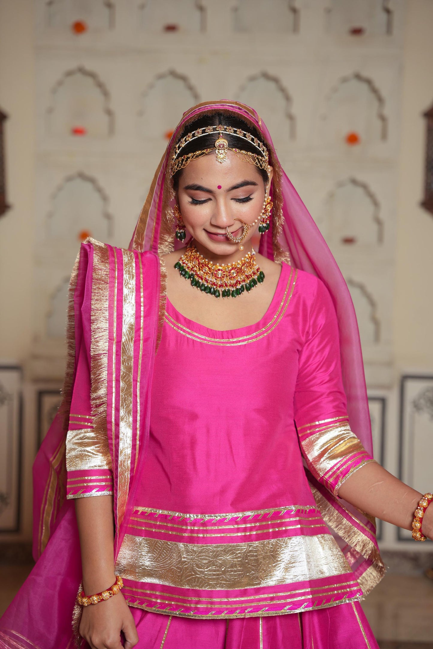 Dark pink Rasika Kurta Lehenga Set