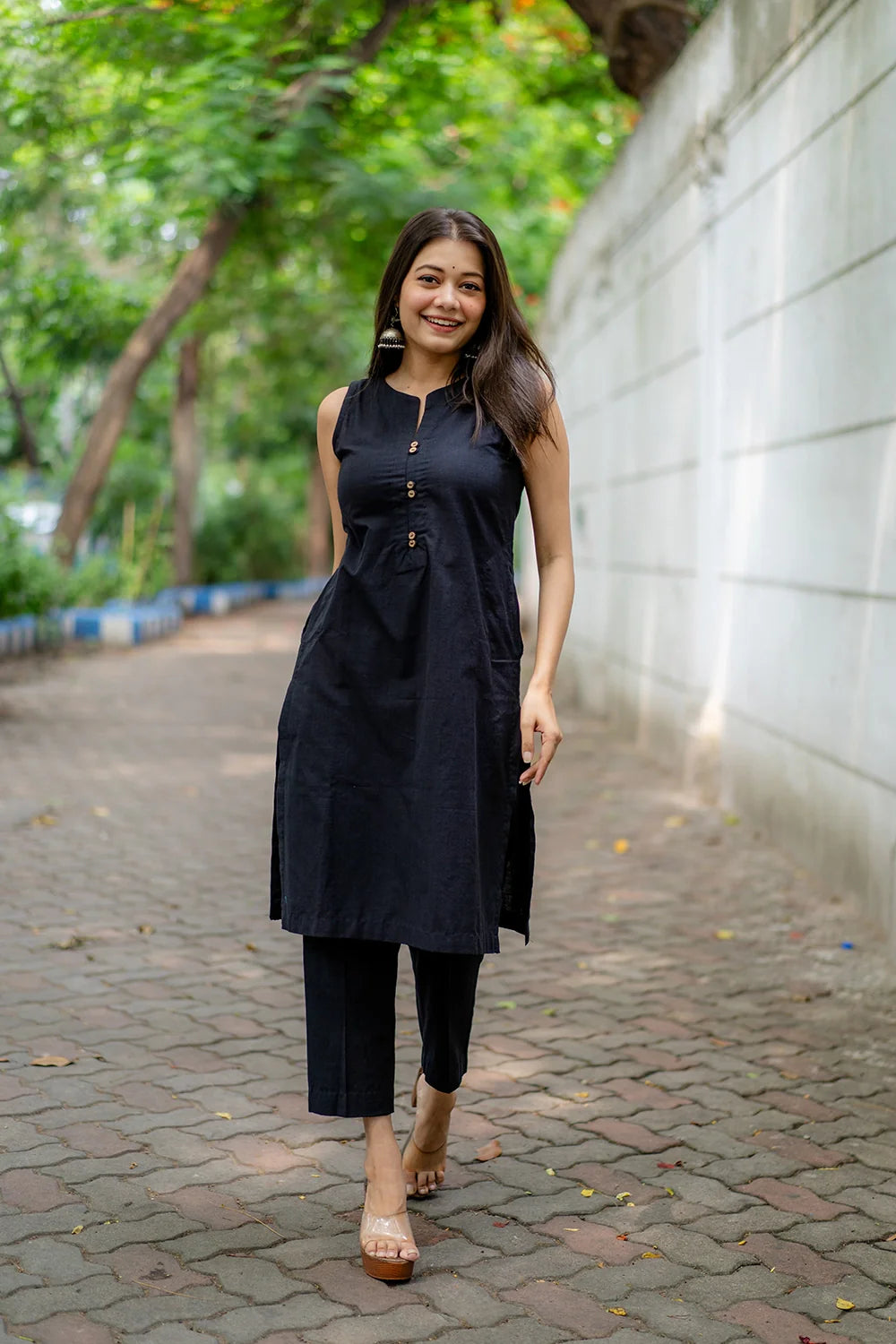 Black Khadi Cotton Co-ord Set