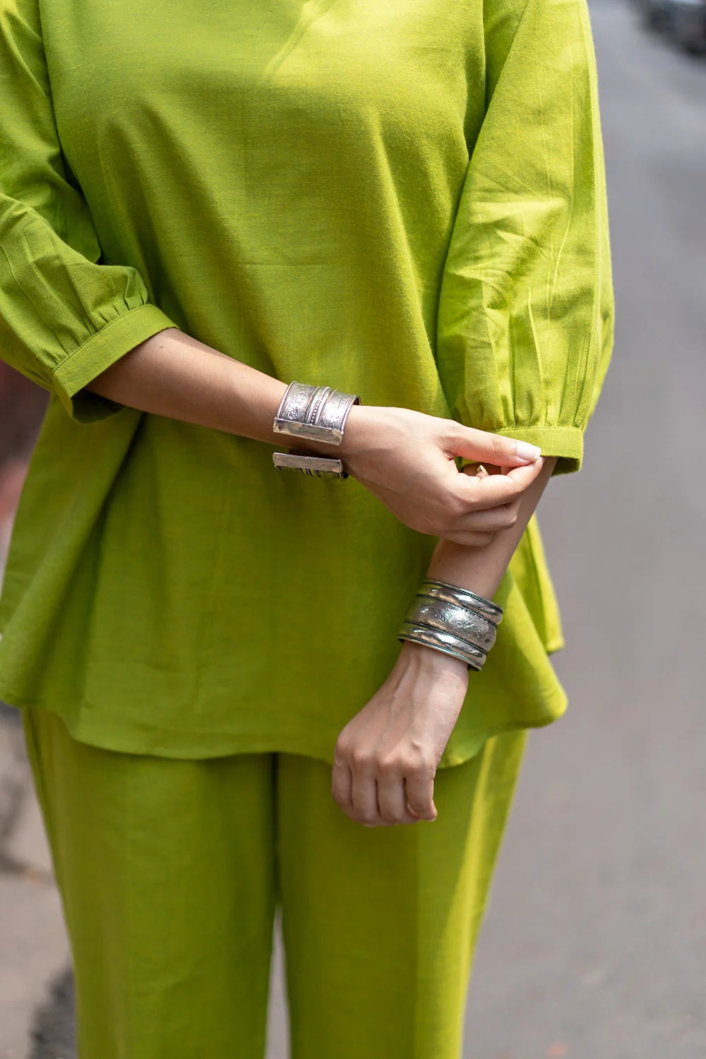 Green Malai Cotton Co-ord Set