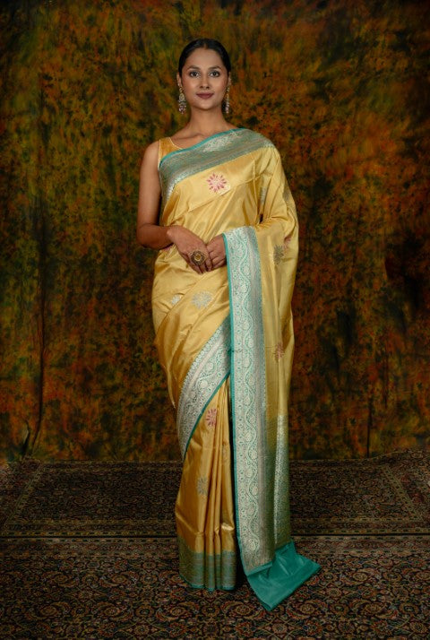 Mehdi Green Katan Pure Silk Saree - Panaya