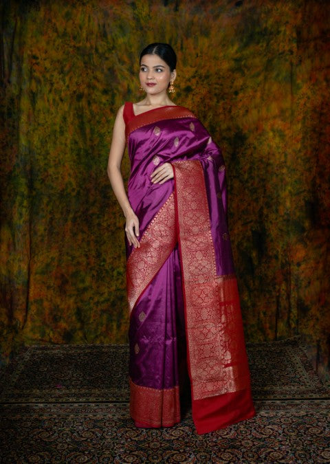 Magenta Katan Pure Silk Saree - Panaya