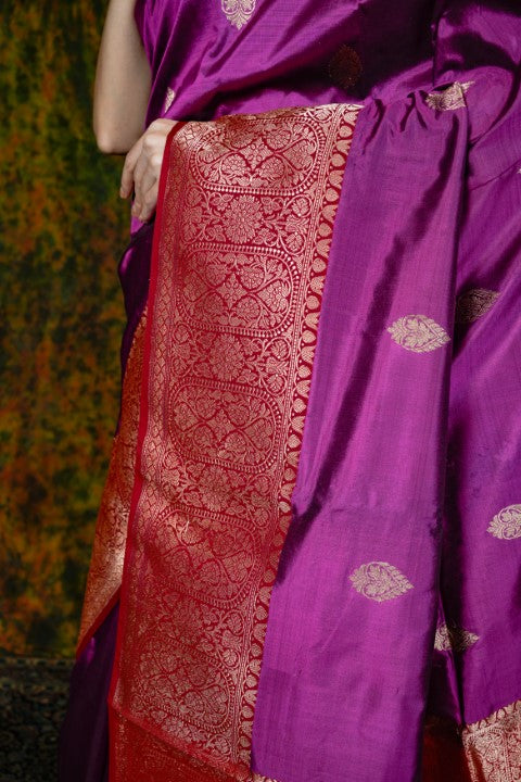 Magenta Katan Pure Silk Saree - Panaya