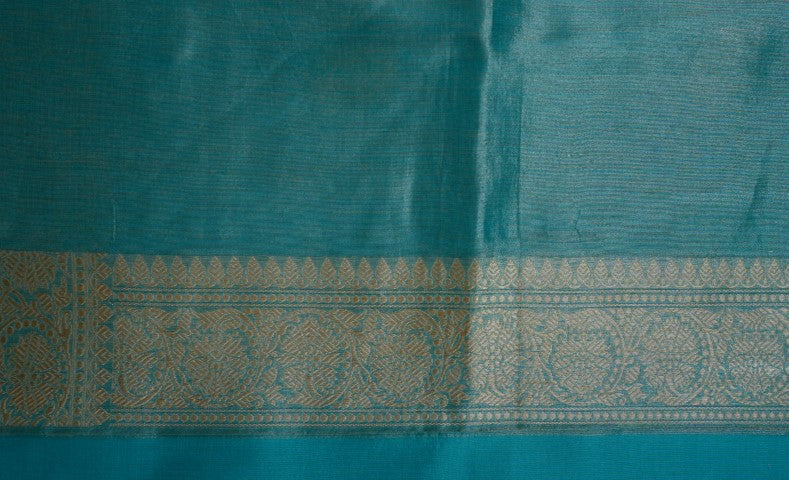 Teal Katan Pure Silk Saree - Panaya