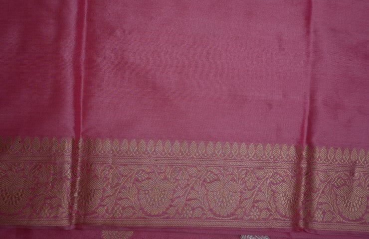 Baby Pink Katan Pure Silk Saree - Panaya