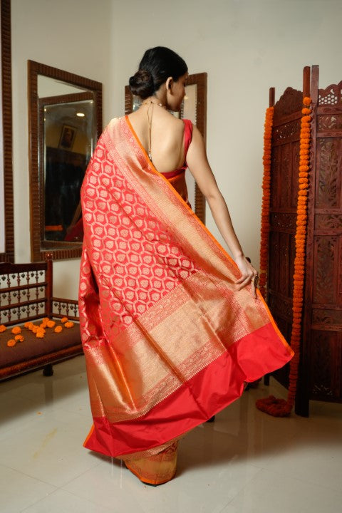 Red Katan Pure Silk Saree - Panaya