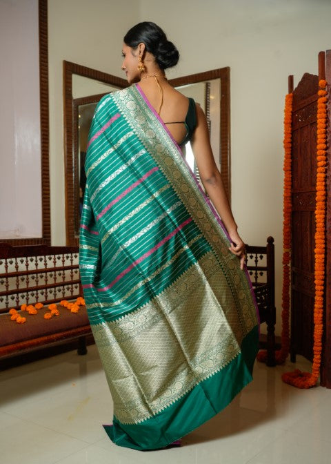 Green Saree Katan Pure Silk - Panaya