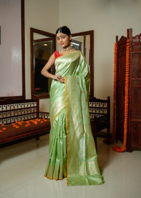 Mint Katan Pure Silk Saree - Panaya