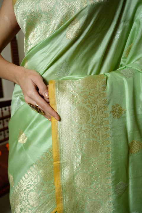 Mint Katan Pure Silk Saree - Panaya