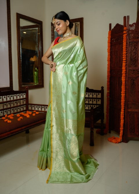 Mint Katan Pure Silk Saree - Panaya