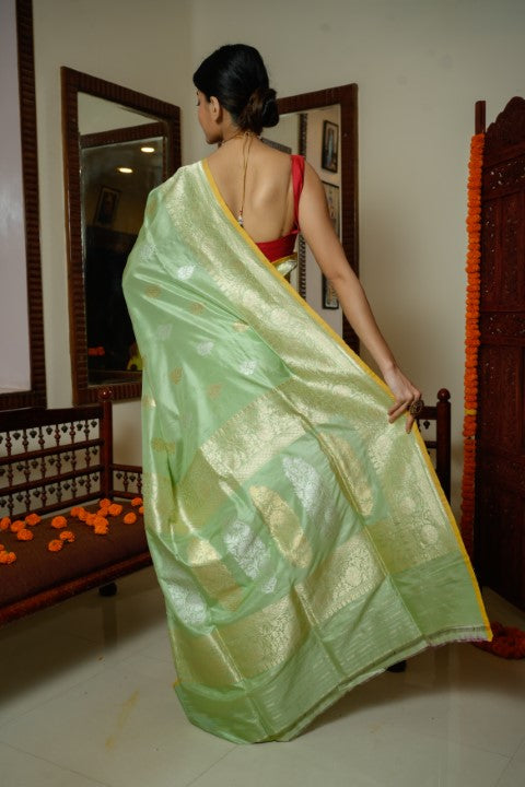 Mint Katan Pure Silk Saree - Panaya