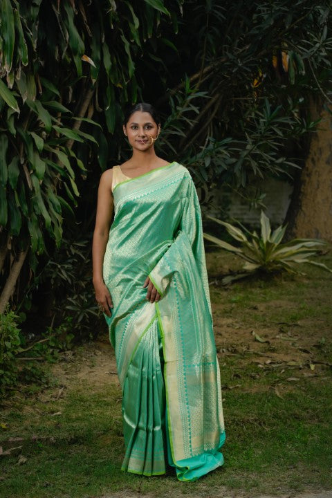 Green Katan Pure Silk Saree - Panaya