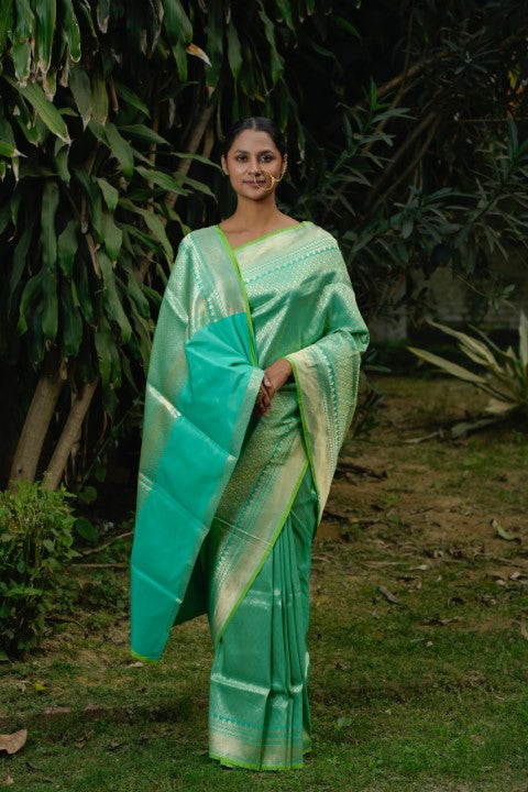 Green Katan Pure Silk Saree - Panaya