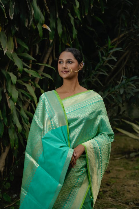 Green Katan Pure Silk Saree - Panaya